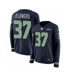 Women's Nike Seattle Seahawks #37 Tre Flowers Limited Navy Blue Therma Long Sleeve NFL Jersey