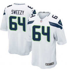 Men's Nike Seattle Seahawks #64 J.R. Sweezy Game White NFL Jersey