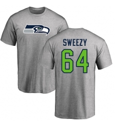 NFL Nike Seattle Seahawks #64 J.R. Sweezy Ash Name & Number Logo T-Shirt