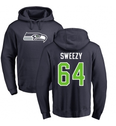 NFL Nike Seattle Seahawks #64 J.R. Sweezy Navy Blue Name & Number Logo Pullover Hoodie