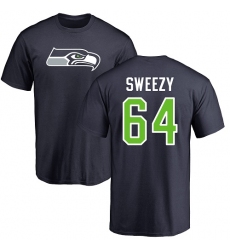 NFL Nike Seattle Seahawks #64 J.R. Sweezy Navy Blue Name & Number Logo T-Shirt