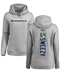 NFL Women's Nike Seattle Seahawks #64 J.R. Sweezy Ash Backer Pullover Hoodie