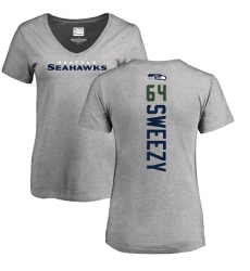 NFL Women's Nike Seattle Seahawks #64 J.R. Sweezy Ash Backer T-Shirt