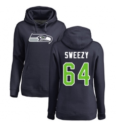 NFL Women's Nike Seattle Seahawks #64 J.R. Sweezy Navy Blue Name & Number Logo Pullover Hoodie