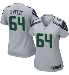 Women Nike Seattle Seahawks #64 J.R. Sweezy Game Grey Alternate NFL Jersey