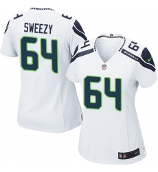 Women Nike Seattle Seahawks #64 J.R. Sweezy Game White NFL Jersey
