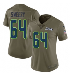 Women Nike Seattle Seahawks #64 J.R. Sweezy Limited Olive 2017 Salute to Service NFL Jersey