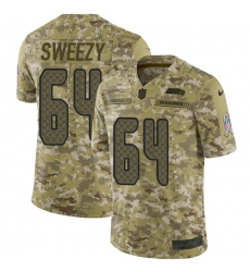 Youth Nike Seattle Seahawks #64 J.R. Sweezy Limited Camo 2018 Salute to Service NFL Jersey