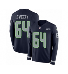 Youth Nike Seattle Seahawks #64 J.R. Sweezy Limited Navy Blue Therma Long Sleeve NFL Jersey