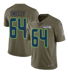Youth Nike Seattle Seahawks #64 J.R. Sweezy Limited Olive 2017 Salute to Service NFL Jersey