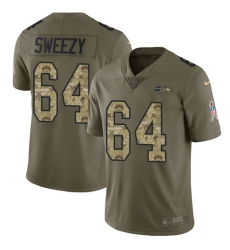Youth Nike Seattle Seahawks #64 J.R. Sweezy Limited Olive Camo 2017 Salute to Service NFL Jersey