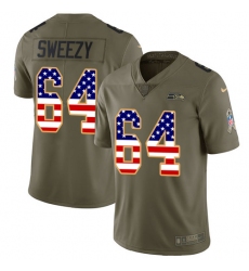 Youth Nike Seattle Seahawks #64 J.R. Sweezy Limited Olive USA Flag 2017 Salute to Service NFL Jersey