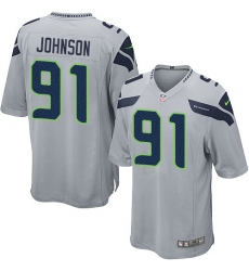 Men's Nike Seattle Seahawks #91 Tom Johnson Game Grey Alternate NFL Jersey