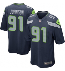 Men's Nike Seattle Seahawks #91 Tom Johnson Game Navy Blue Team Color NFL Jersey
