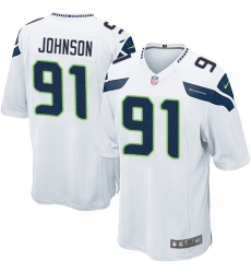 Men's Nike Seattle Seahawks #91 Tom Johnson Game White NFL Jersey