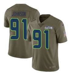 Men's Nike Seattle Seahawks #91 Tom Johnson Limited Olive 2017 Salute to Service NFL Jersey