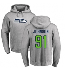 NFL Nike Seattle Seahawks #91 Tom Johnson Ash Name & Number Logo Pullover Hoodie