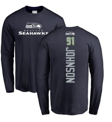 NFL Nike Seattle Seahawks #91 Tom Johnson Navy Blue Backer Long Sleeve T-Shirt
