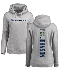 NFL Women's Nike Seattle Seahawks #91 Tom Johnson Ash Backer Pullover Hoodie