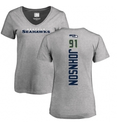 NFL Women's Nike Seattle Seahawks #91 Tom Johnson Ash Backer T-Shirt