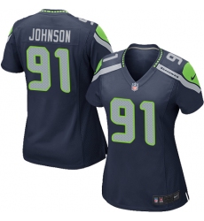 Women Nike Seattle Seahawks #91 Tom Johnson Game Navy Blue Team Color NFL Jersey