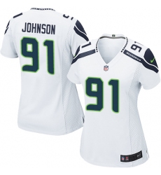Women Nike Seattle Seahawks #91 Tom Johnson Game White NFL Jersey