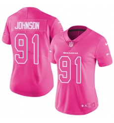 Women Nike Seattle Seahawks #91 Tom Johnson Limited Pink Rush Fashion NFL Jersey