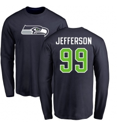 NFL Nike Seattle Seahawks #99 Quinton Jefferson Navy Blue Name & Number Logo Long Sleeve T-Shirt