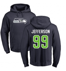 NFL Nike Seattle Seahawks #99 Quinton Jefferson Navy Blue Name & Number Logo Pullover Hoodie