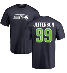 NFL Nike Seattle Seahawks #99 Quinton Jefferson Navy Blue Name & Number Logo T-Shirt