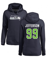 NFL Women's Nike Seattle Seahawks #99 Quinton Jefferson Navy Blue Name & Number Logo Pullover Hoodie