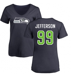 NFL Women's Nike Seattle Seahawks #99 Quinton Jefferson Navy Blue Name & Number Logo T-Shirt