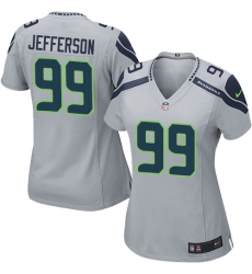 Women Nike Seattle Seahawks #99 Quinton Jefferson Game Grey Alternate NFL Jersey