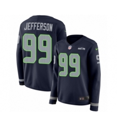 Women's Nike Seattle Seahawks #99 Quinton Jefferson Limited Navy Blue Therma Long Sleeve NFL Jersey