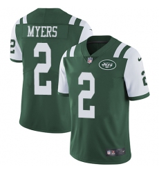 Men's Nike New York Jets #2 Jason Myers Green Team Color Vapor Untouchable Limited Player NFL Jersey
