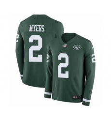 Men's Nike New York Jets #2 Jason Myers Limited Green Therma Long Sleeve NFL Jersey