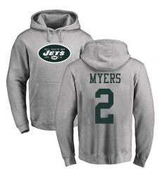 NFL Nike New York Jets #2 Jason Myers Ash Name & Number Logo Pullover Hoodie