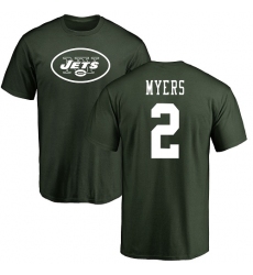 NFL Nike New York Jets #2 Jason Myers Green Name & Number Logo T-Shirt