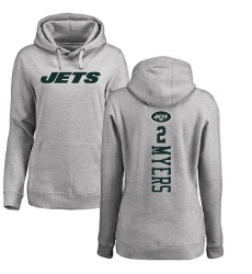 NFL Women's Nike New York Jets #2 Jason Myers Ash Backer Pullover Hoodiee