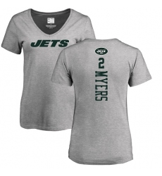 NFL Women's Nike New York Jets #2 Jason Myers Ash Backer T-Shirt