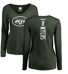 NFL Women's Nike New York Jets #2 Jason Myers Green Backer Long Sleeve T-Shirt