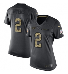 Women Nike New York Jets #2 Jason Myers Limited Black 2016 Salute to Service NFL Jersey