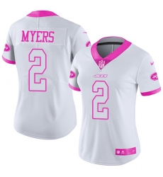 Women Nike New York Jets #2 Jason Myers Limited White Pink Rush Fashion NFL Jersey