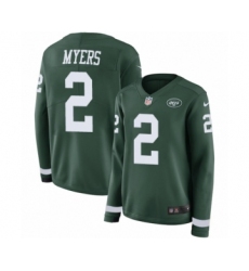 Women's Nike New York Jets #2 Jason Myers Limited Green Therma Long Sleeve NFL Jersey