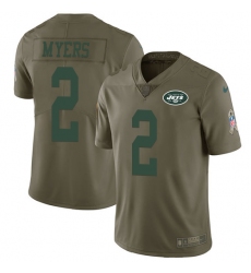 Youth Nike New York Jets #2 Jason Myers Limited Olive 2017 Salute to Service NFL Jersey