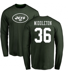 NFL Nike New York Jets #36 Doug Middleton Green Name & Number Logo Long Sleeve T-Shirt