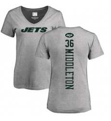 NFL Women's Nike New York Jets #36 Doug Middleton Ash Backer T-Shirt