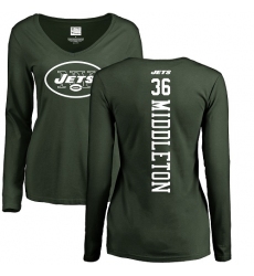 NFL Women's Nike New York Jets #36 Doug Middleton Green Backer Long Sleeve T-Shirt