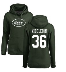 NFL Women's Nike New York Jets #36 Doug Middleton Green Name & Number Logo Pullover Hoodie