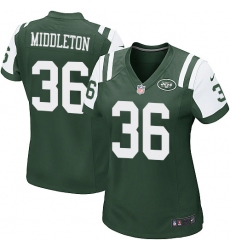 Women Nike New York Jets #36 Doug Middleton Game Green Team Color NFL Jersey